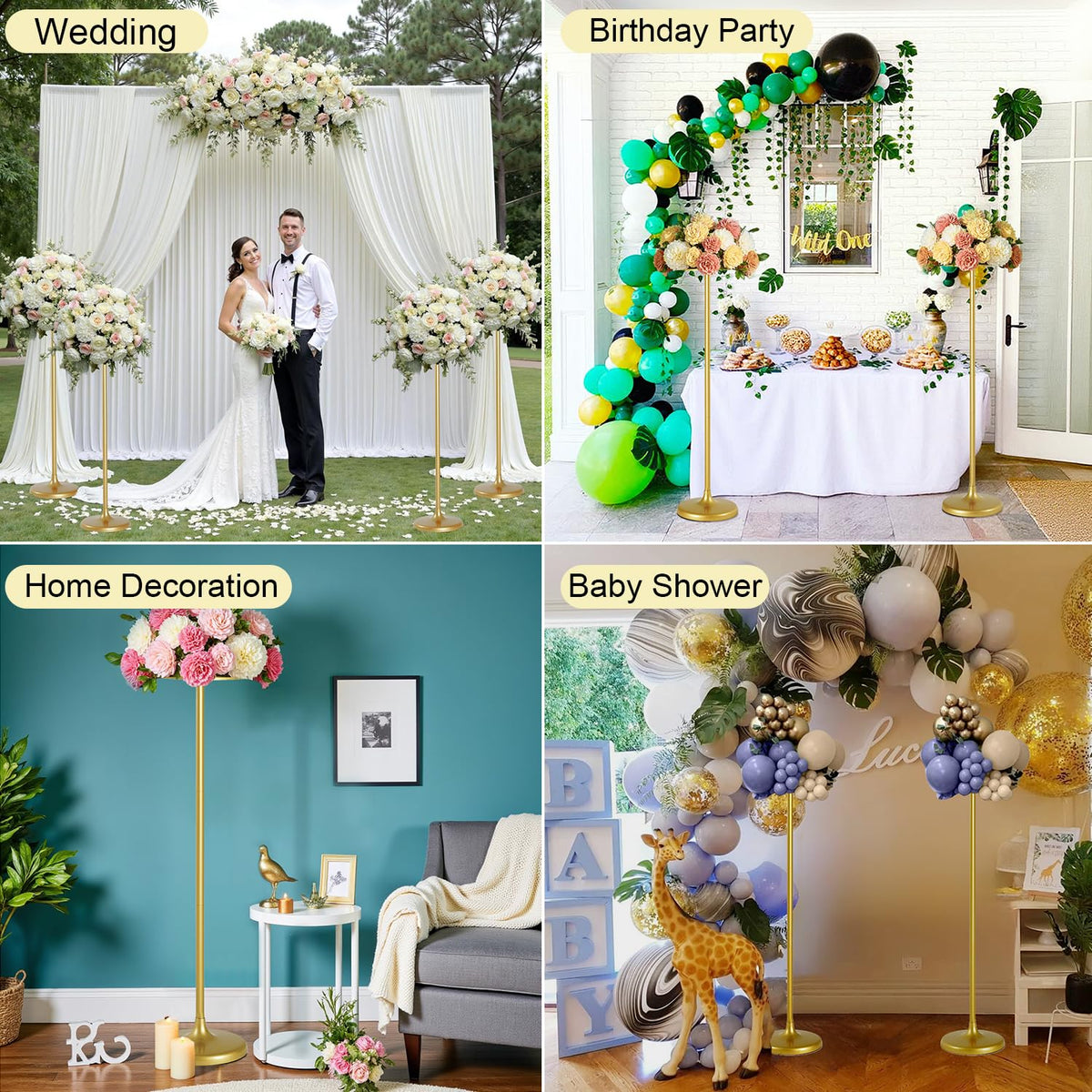 Fullvaseer 4pcs Tall Wedding Flower Stand 39.4" Wedding Centerpieces for Tables Gold Centerpieces Metal Flower Floor Vase for Party Event Wedding Reception