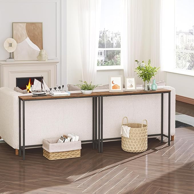 HOOBRO Narrow Console Table, 39.4" Small Entryway Table, Thin Sofa Table