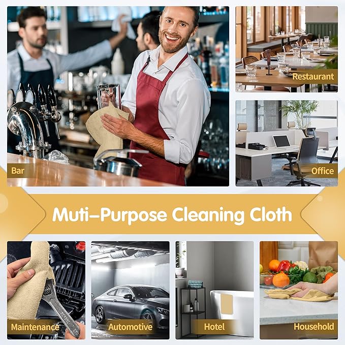 FIXSMITH Beige Microfiber Cleaning Cloth -Pack of 8, Highly Absorbent Cleaning