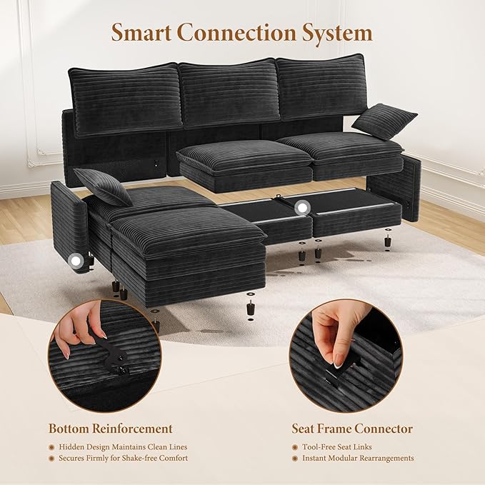 Vesgantti 108" Modular Sectional Sofa, Comfy Cloud Couch