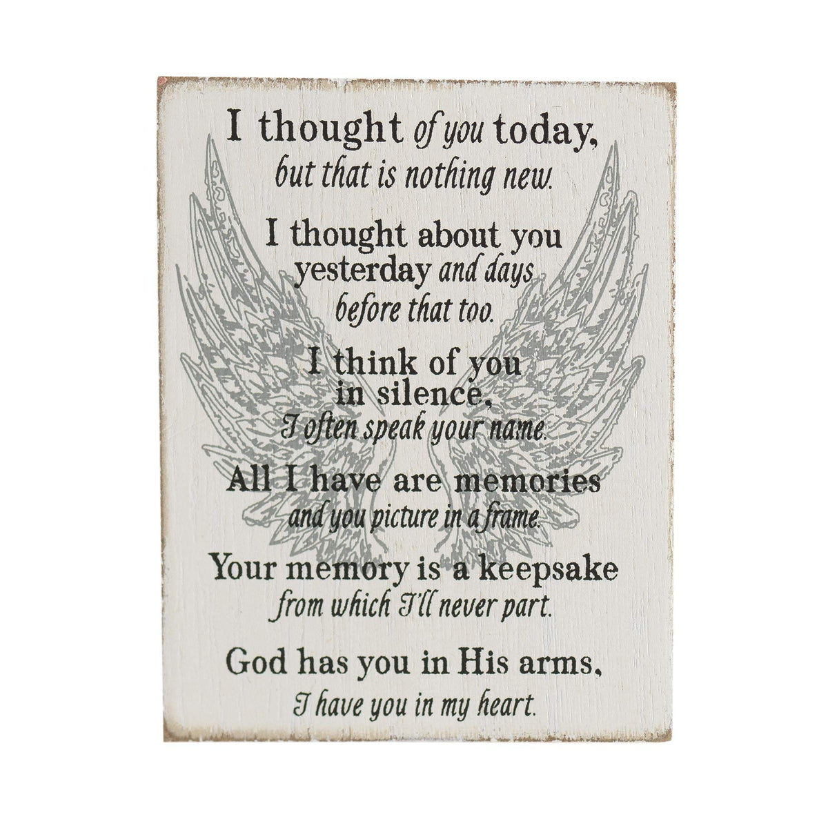 Dicksons Thought of Your Memories Keepsake Black Angel Wings 4 x 3 MDF Decorative Wall Sign Plaque
