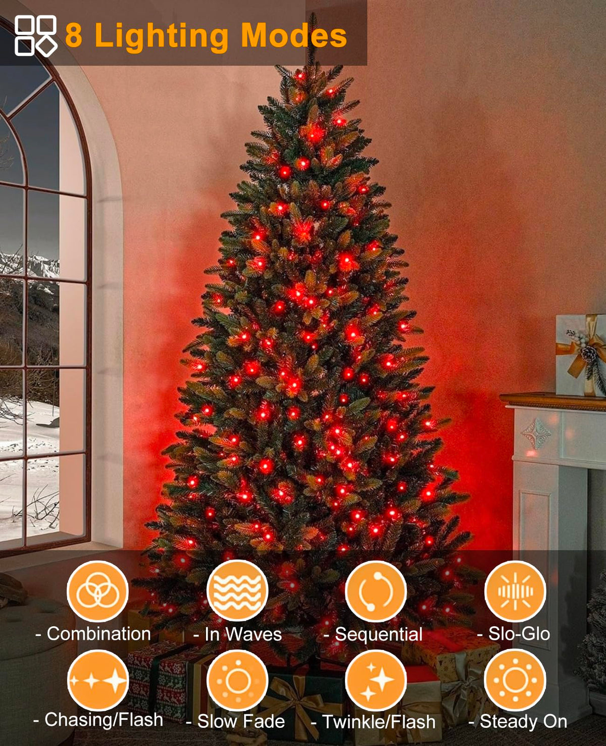 XmasBokeh Red Christmas String Lights, 40FT 120 LED Christmas Lights Outdoor Indoor Waterproof with 8 Modes, Plug in Connectable String Lights for Outside Home Garden Patio Party Holiday Decor