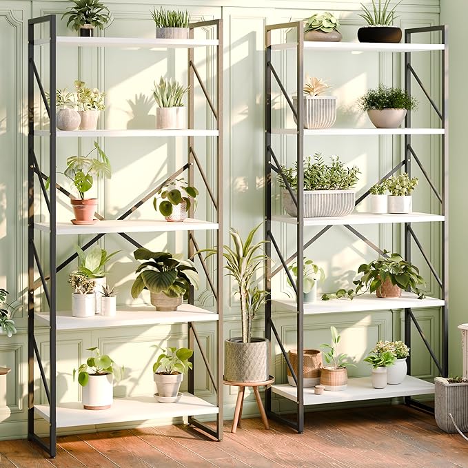 Shintenchi 2-Tier Bookshelf: Tall Industrial Bookcase