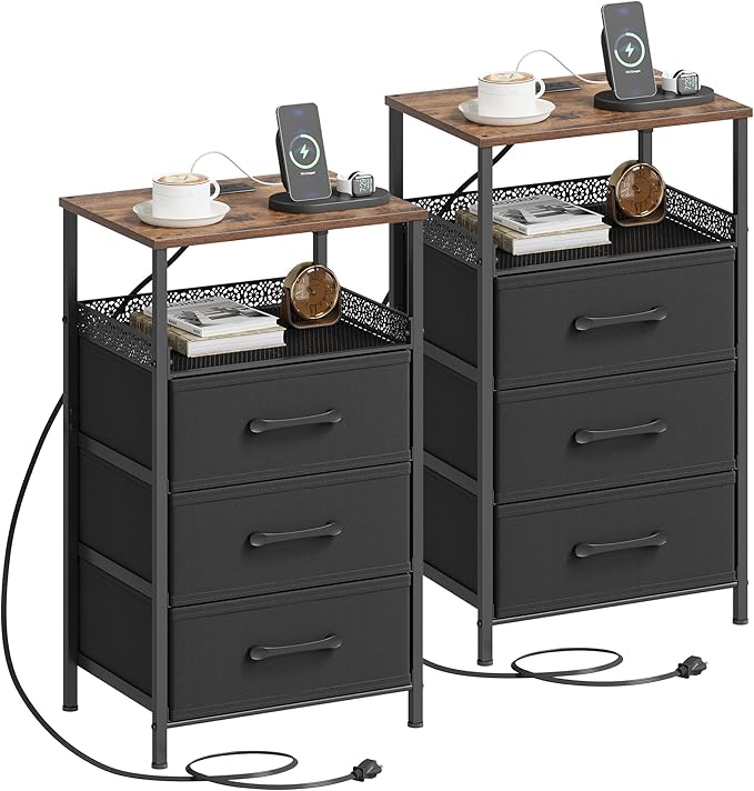 JARHETUN Nightstand Set of 2, Night Stands