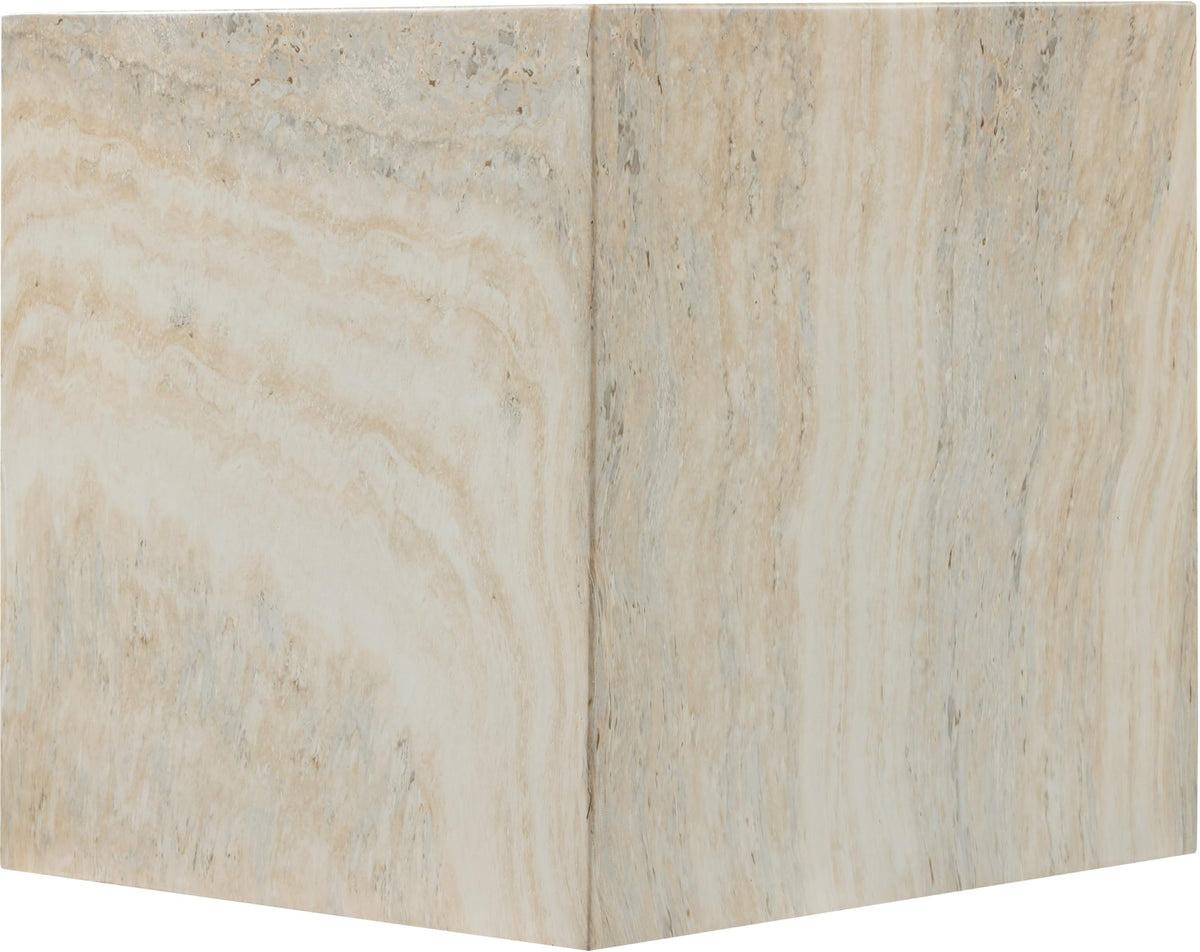 Meridian Furniture 99029Travertine-ET Piazza Collection Art Deco Indoor/Outdoor Concrete End Table with Travertine Finish, 16" W x 16" D x 16" H, Travertine