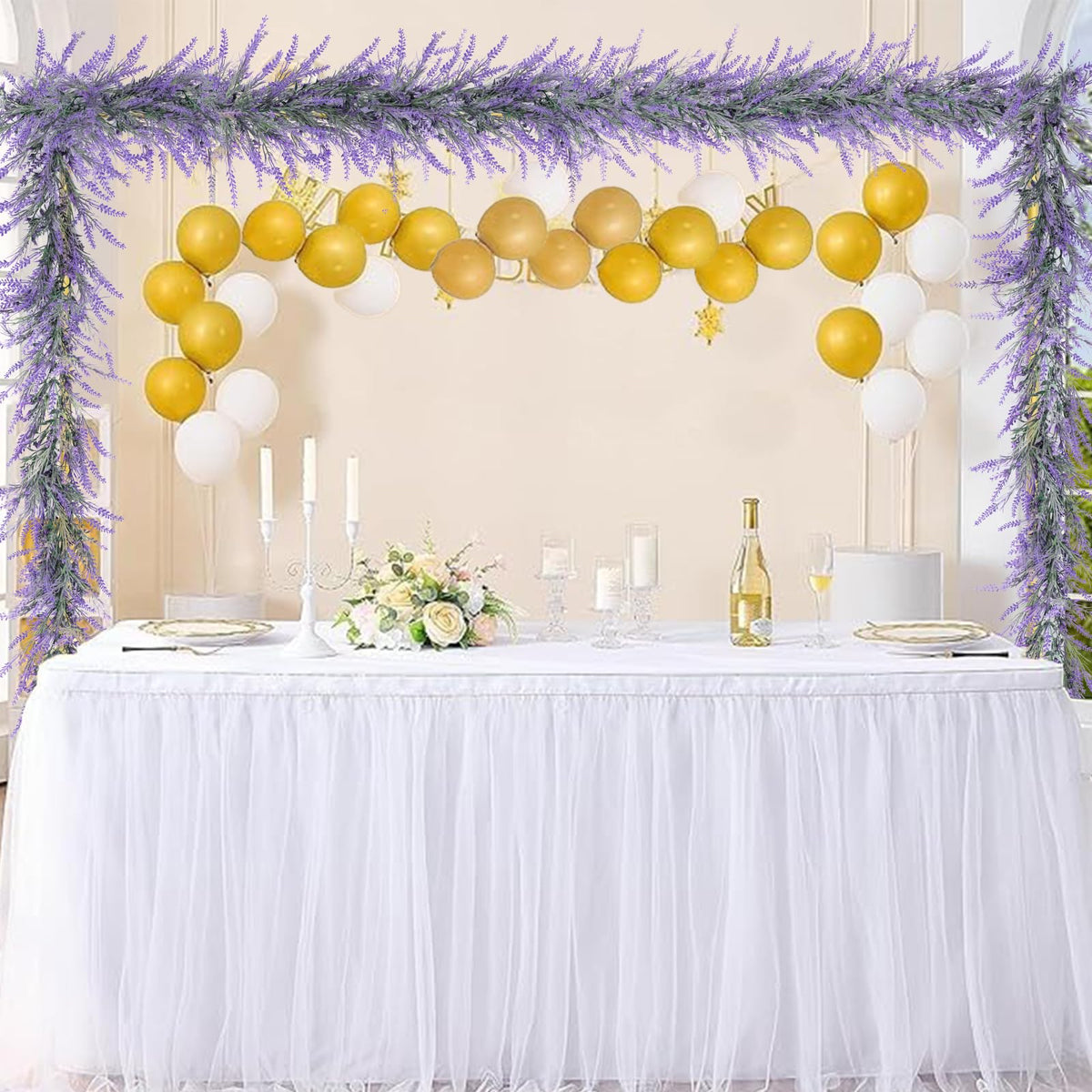 HUZIYAHAN Spring Summer Lavender Garland, 6Ft Purple Lavender Artificial Garland, All Year Lavender Garlands for Farmhouse Wedding Mantle Arch Porch Stair Table Indoor Door Home Decor (1)