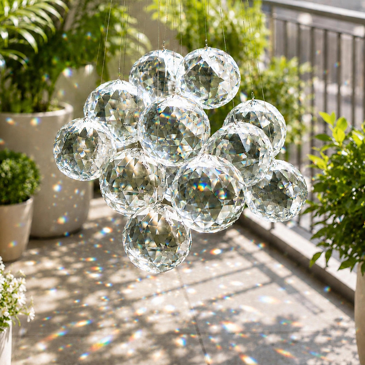 LOULIQIGIFT 10Pcs 40mm Clear Crystal Ball Prisms Hanging Crystals Pendants with 2026 Star Charms for Wedding, Windows, Chandelier, Mothers Day Decorations