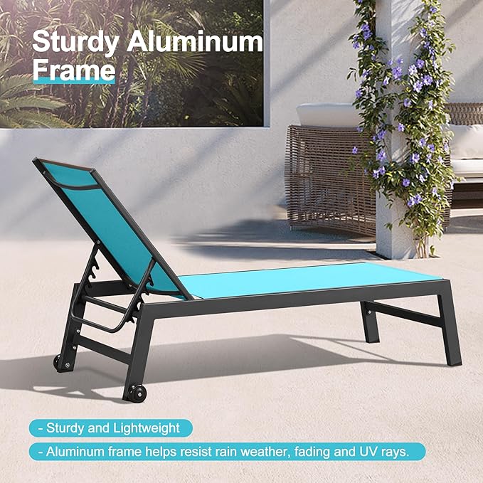 PURPLE LEAF Patio Chaise Lounge Set 4 Pieces Aluminum Outdoor Lounge Chairs