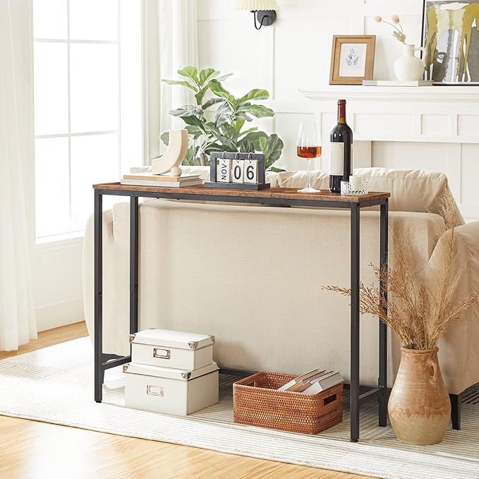 HOOBRO Narrow Console Table, 39.4" Small Entryway Table, Thin Sofa Table