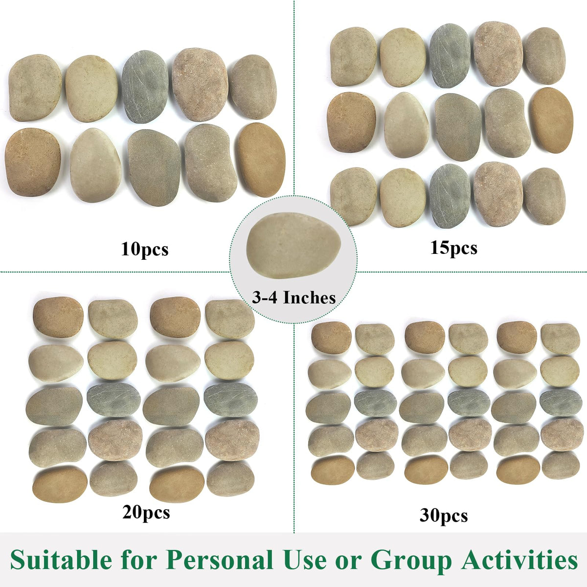YISZM Large Rocks for Painting, 15PCS River Rocks for Painting, 3-4 Inches Flat Smooth Painting Stones for DIY Arts & Crafting