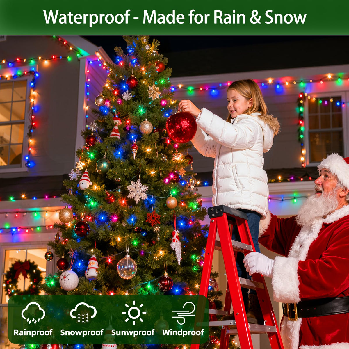 QUHUATU 750 LED 240FT Christmas Lights Outdoor,12 Lighting Modes Christmas String Lights with Timer, Dimmable Multicolor LED StringLights Waterproof for Yard Tree Wedding Party Holiday Multicolor
