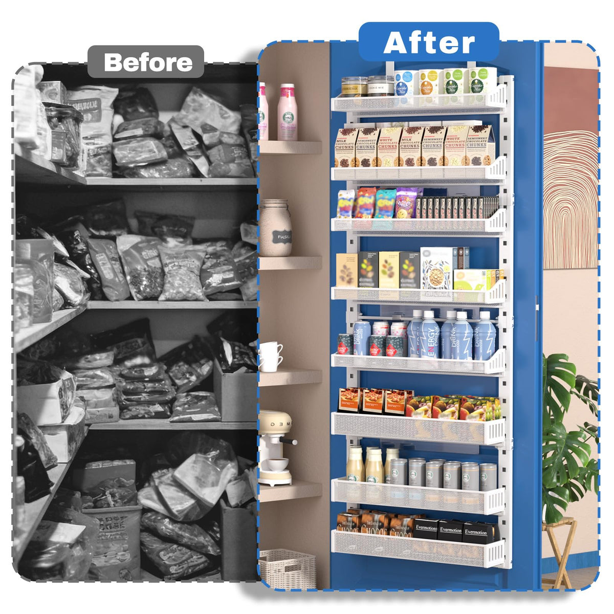 coobest 8-Tier Over the door Spice Rack Organizer, Large Heavy Duty Metal Wall Mount or Over The Door, 2 in 1 Rust-Proof Hanging Storage Shelf for Kitchen Pantry, Bathroom, Laundry Room, Closet