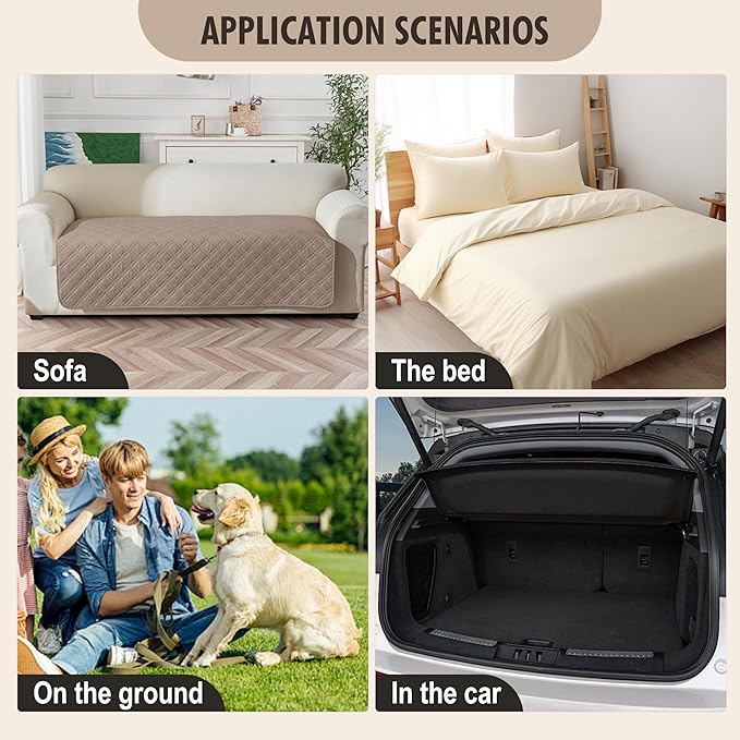 Genina Waterproof Couch Cover, Washable Anti-Slip 78inch Sofa Covers