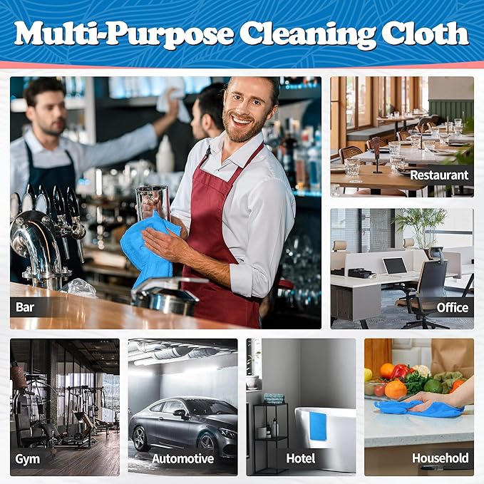 FIXSMITH Shop Towels, Microfiber Cleaning Cloth Bulk, 200 Pack Microfiber Towels