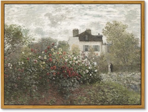 InSimSea Framed Canvas Wall Art - Vintage Claude Monet's The Artist's Garden | 12"x16" Home Decor