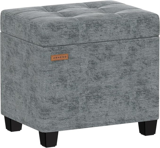 ABHENG Chenille Metal Framed Storage Ottoman, 12.2" D x 16.1" W x 17.7" H