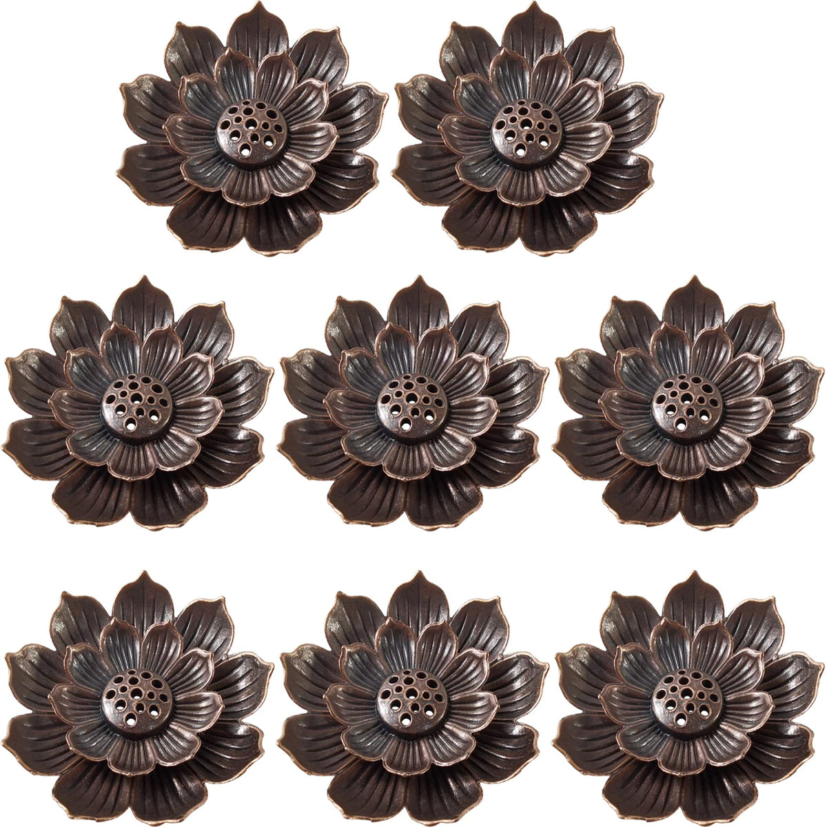 GXXMEI 8PCS Lotus Brass Stick Incense Burner Holder Incense Burner Cone Ash Catcher Home Fragrance Accessories