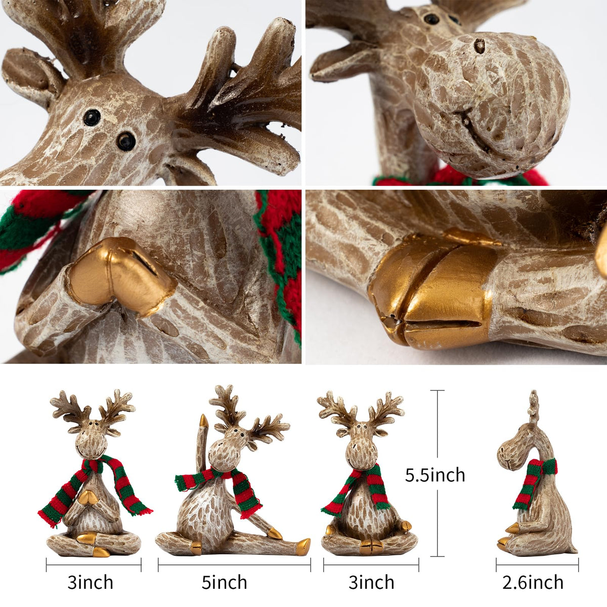 Moose Statue Home Decor.Yoga Decor Set Of 3.Collectable meditation table home decoration Figurines.Moose Figurines For Christmas Gift.Handmade Home Decoration For Living Room. Bring dignity to family.
