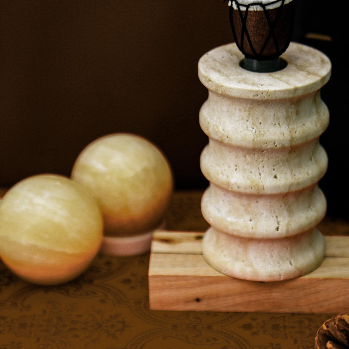 Candle Stick Holder Decor, Natural Travertine Stone Candlestick Holders for 3/4 Inch Candlesticks, Pillar & Taper Candles, Rustic Table Centerpieces, Home Dining Party Wedding Birthday,Fit 0.75-0.85"