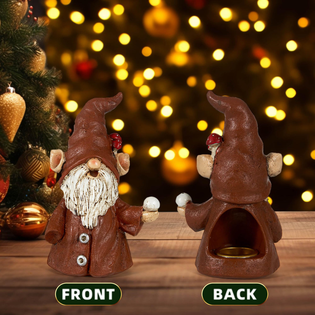 Cacukap Incense Holder for Sticks, Cute Gnome Statue Incense Cone Burner Ornaments, Adorable Gnome Home Decoration, Unique Gnome Stocking Stuffers for Women Men