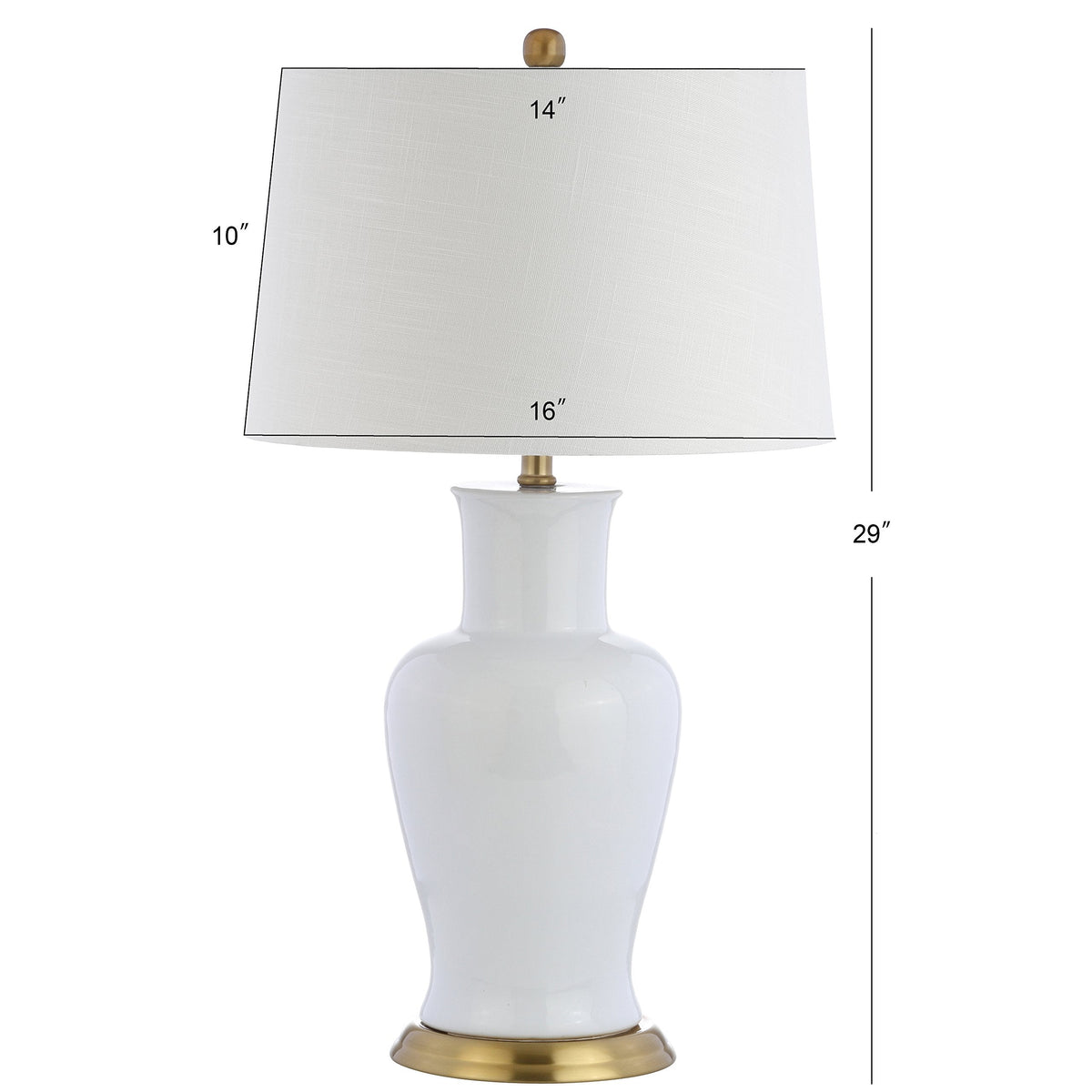 JONATHAN Y 29" White/Gold Traditional Ceramic Urn LED Table Lamp for Bedroom Decor, White Linen Drum Shade, Classic Nightstand Lamp for Living Room, LED Bulb Included JYL4026A