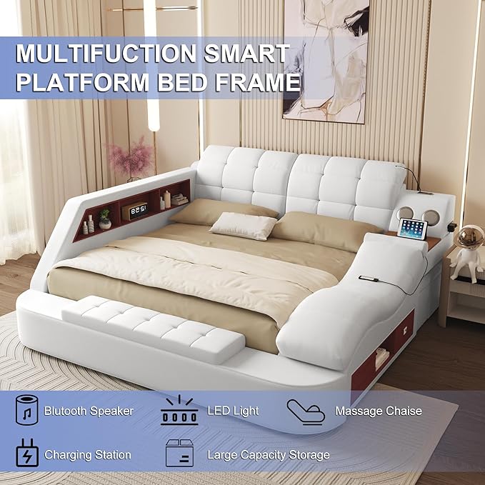 King Size Smart Multifunctional Bed Frame, Platform Bed