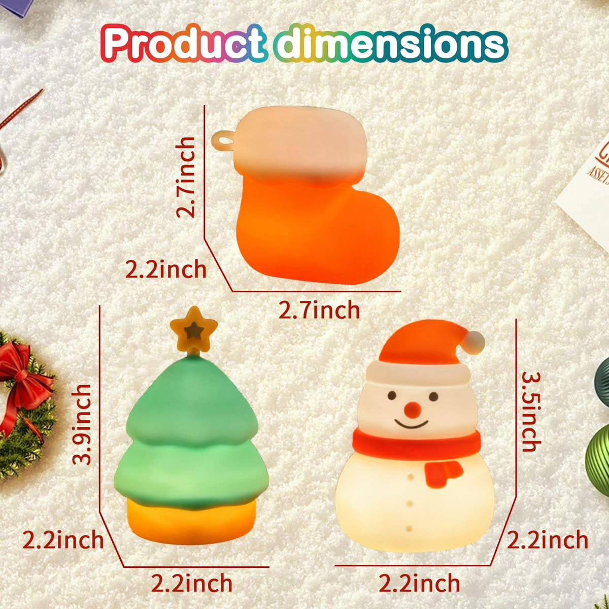 INHXSZU Night Light for Kids,Silicone Snowman Nightlight,Rechargeable Portable Bedside Touch Boot Lamp,Dimmable RGB Christmas Tree Lights for Breastfeeding,Room Decor,Baby Nursery,Gifts for Kids