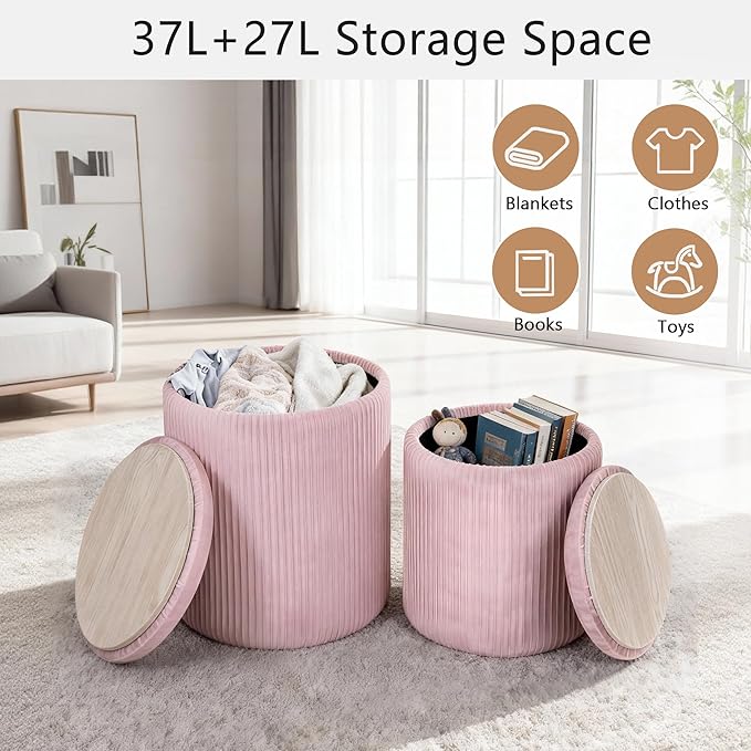 CAROLMADE Set of 2 Round Ottoman