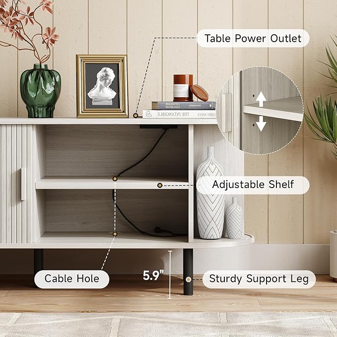 ONBRILL 63" TV Stand with Power Outlet