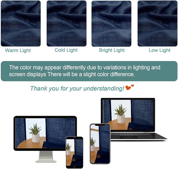 Chyhomenyc Extra Long Navy Blue Semi Sheer Curtains 120 Inches Long 2 Panels Set