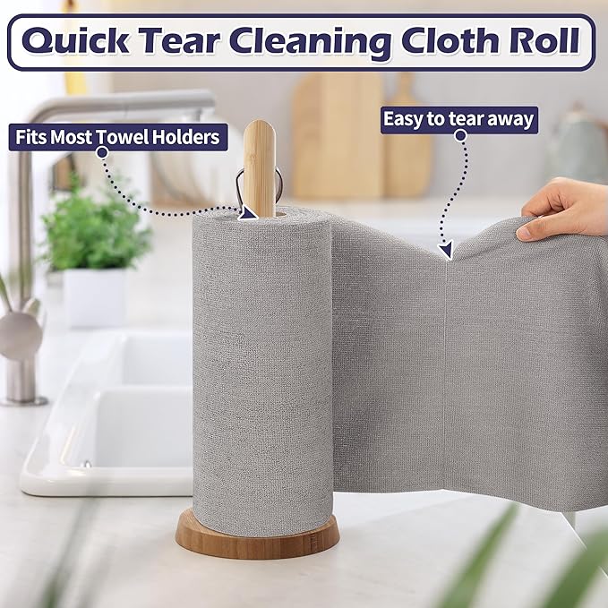 FIXSMITH Microfiber Cleaning Cloth Roll -75 Pack, Microfiber Towel Roll Tear