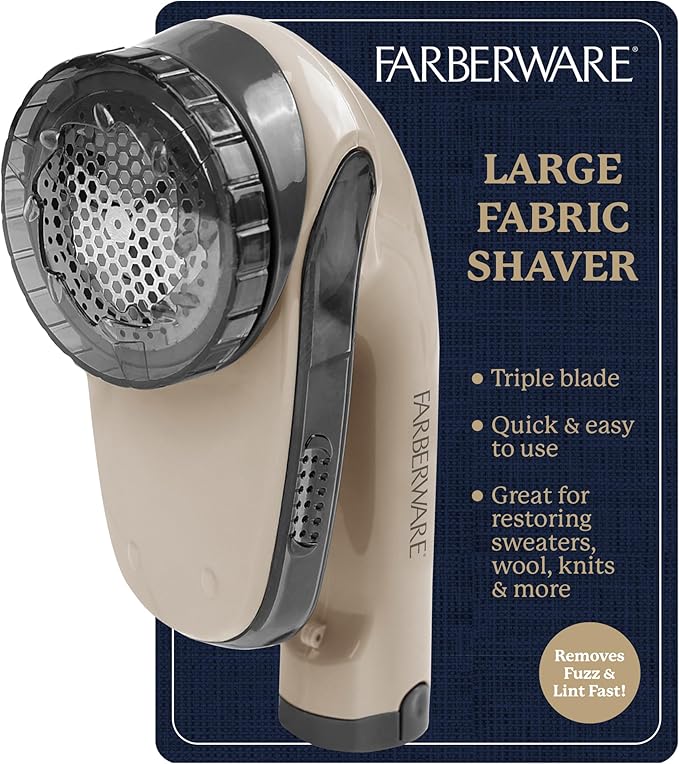 Farberware Large Lint Remover Fabric Shaver – Battery Operated Lint Shaver
