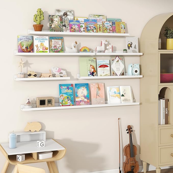 Fun Memories Picture Ledge Shelves Set of 2, 36 Inch Rustic Wall Mounted