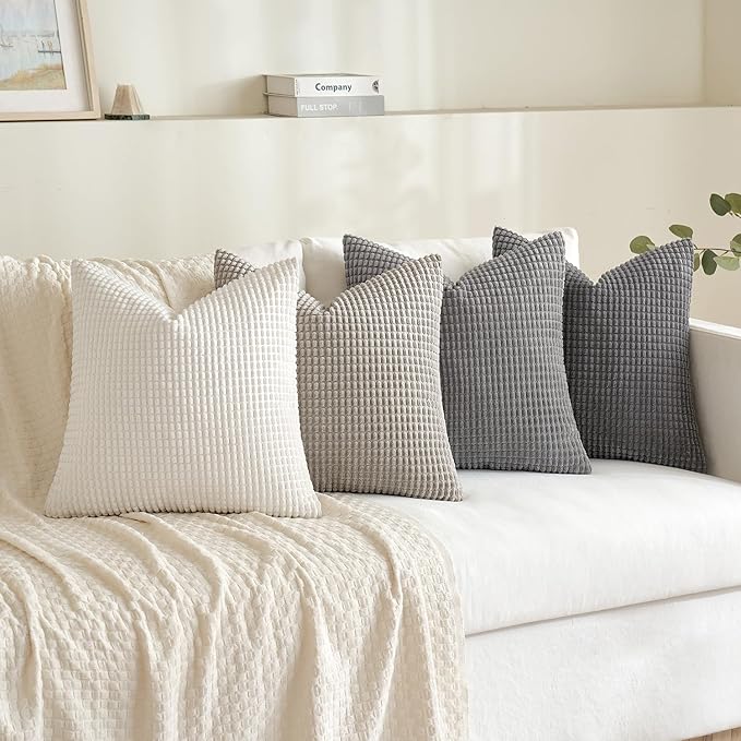 MIULEE Timeless Neutral Pillow Covers 20x20 Inch Set of 4 Mid Century Modern