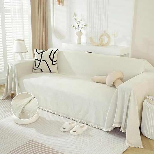 DREAMINGO Modern Minimalism Cream White Couch Cover Sectional Sofa Covers