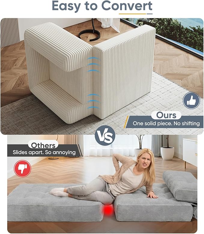 Versatile 2 in1 Loveseat Armchair Couch Convertible Boneless Chaise Lounge