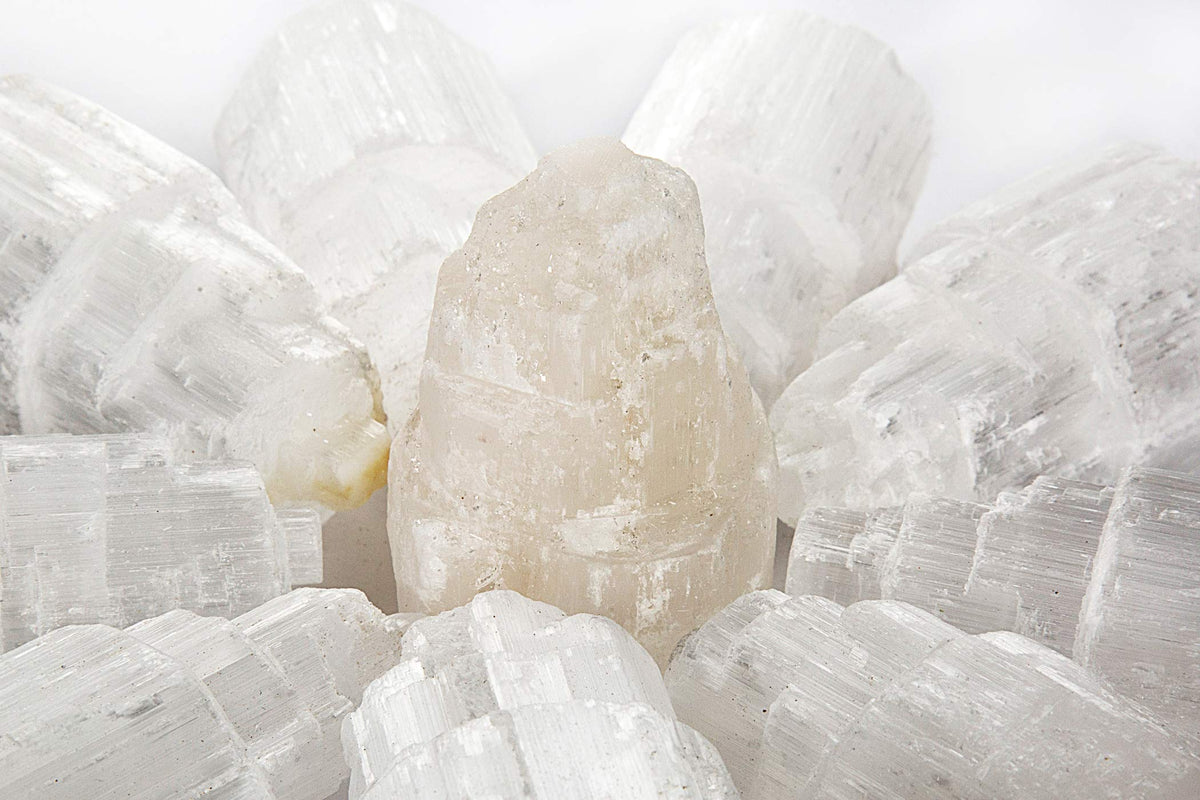 JIC Gem Set of 10 White Selenite Sky Tower Skyscraper Reiki Chakra Stone Crystal Healing Energy Tower 6-7cm Tall
