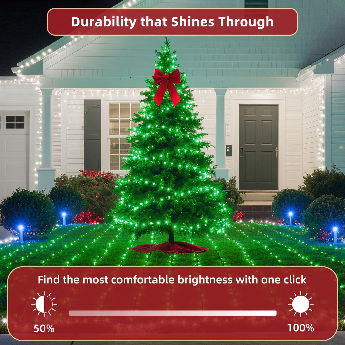 YHBJKCZ 240FT Christmas Lights Outdoor, 750 LED Christmas Tree Decoration Lights with 12 Modes & Timer Memory, Dimmable Plug in Waterproof LED Xmas Light for Yard Trees Wedding Party Holiday Green