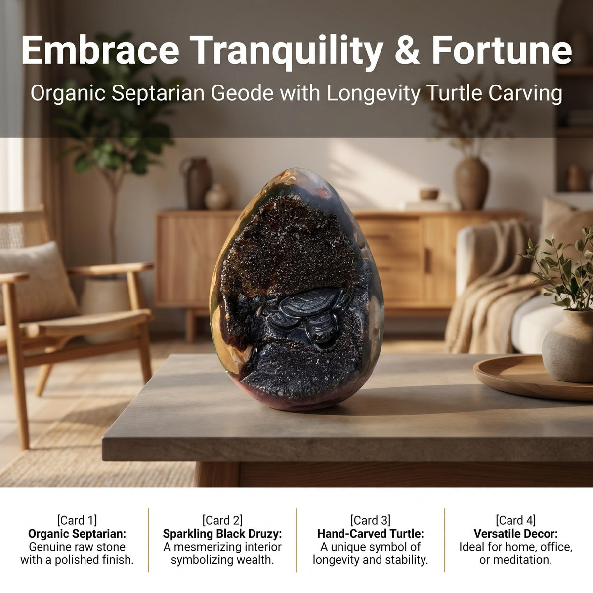 0.66-1.7lb Turtle Back Stone Crystal Geode Egg - Natural Rock Cluster for Home Office Decor, Spiritual Healing Stone with Raw Texture (1.1, Pounds)