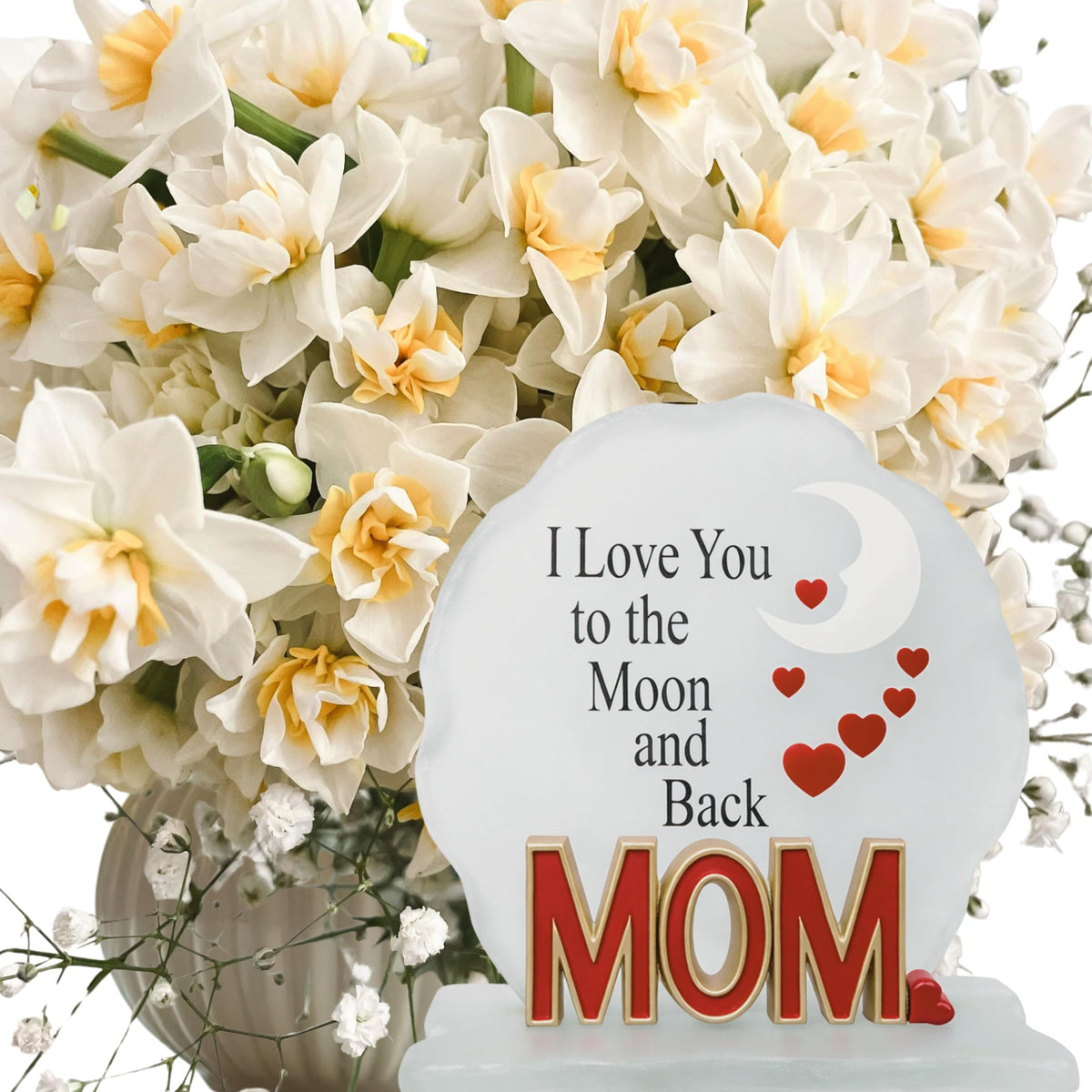 Mom Message Plaque Gift for Mom from Daughter or Son – “I Love You to the Moon and Back” Acrylic Keepsake – Sentimental Mother Gift for Mother’s Day, Birthday, Christmas Decor Sign