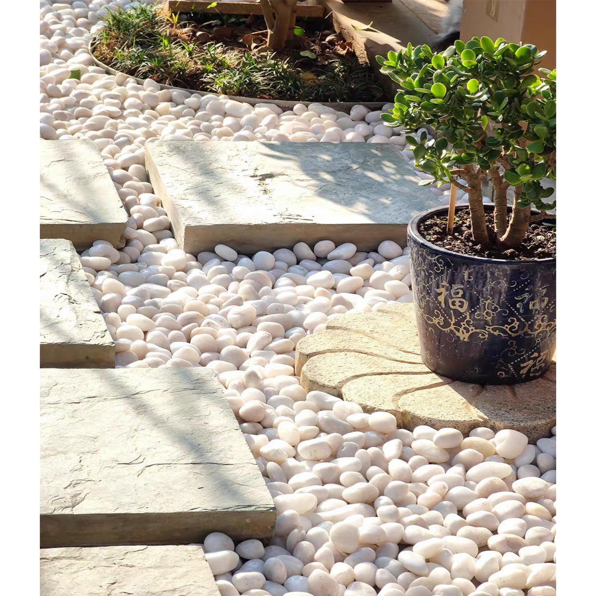 FANTIAN 5 lbs White River Rocks, Polished Pebbles for Indoor Plants, 1-2 inch Decorative White Stones for Plants Vase Aquarium Fish Tank and Outdoor Garden Landscaping Rocks