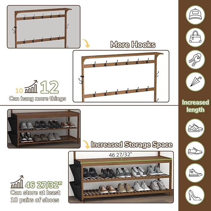 AMBIRD 6-in-1 Bamboo Hall Tree