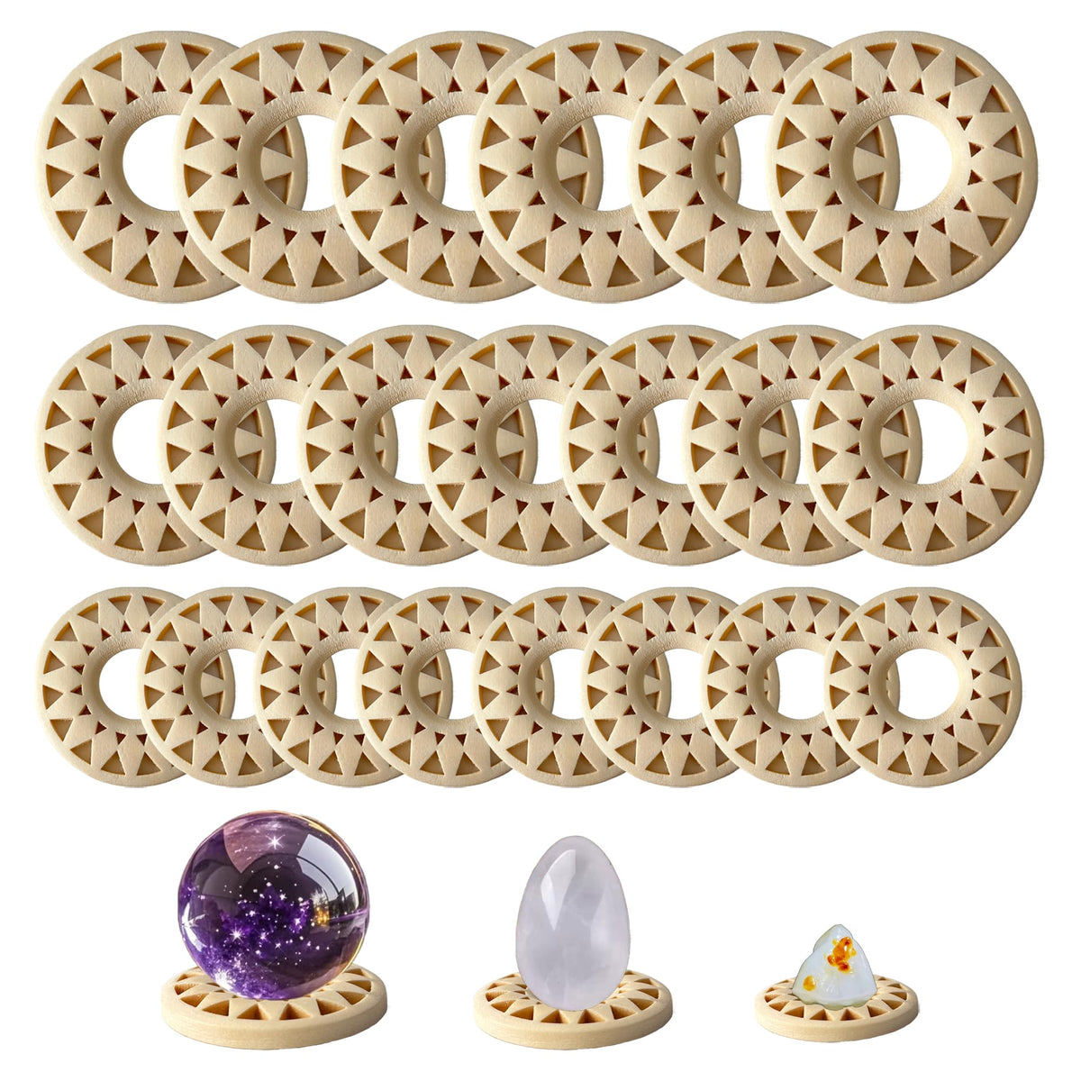 TQFXGLL 36 Pcs Refined Sphere Stand Wood, 3 Size Crystal Ball Stands for Home Decor Egg Rocks Holder