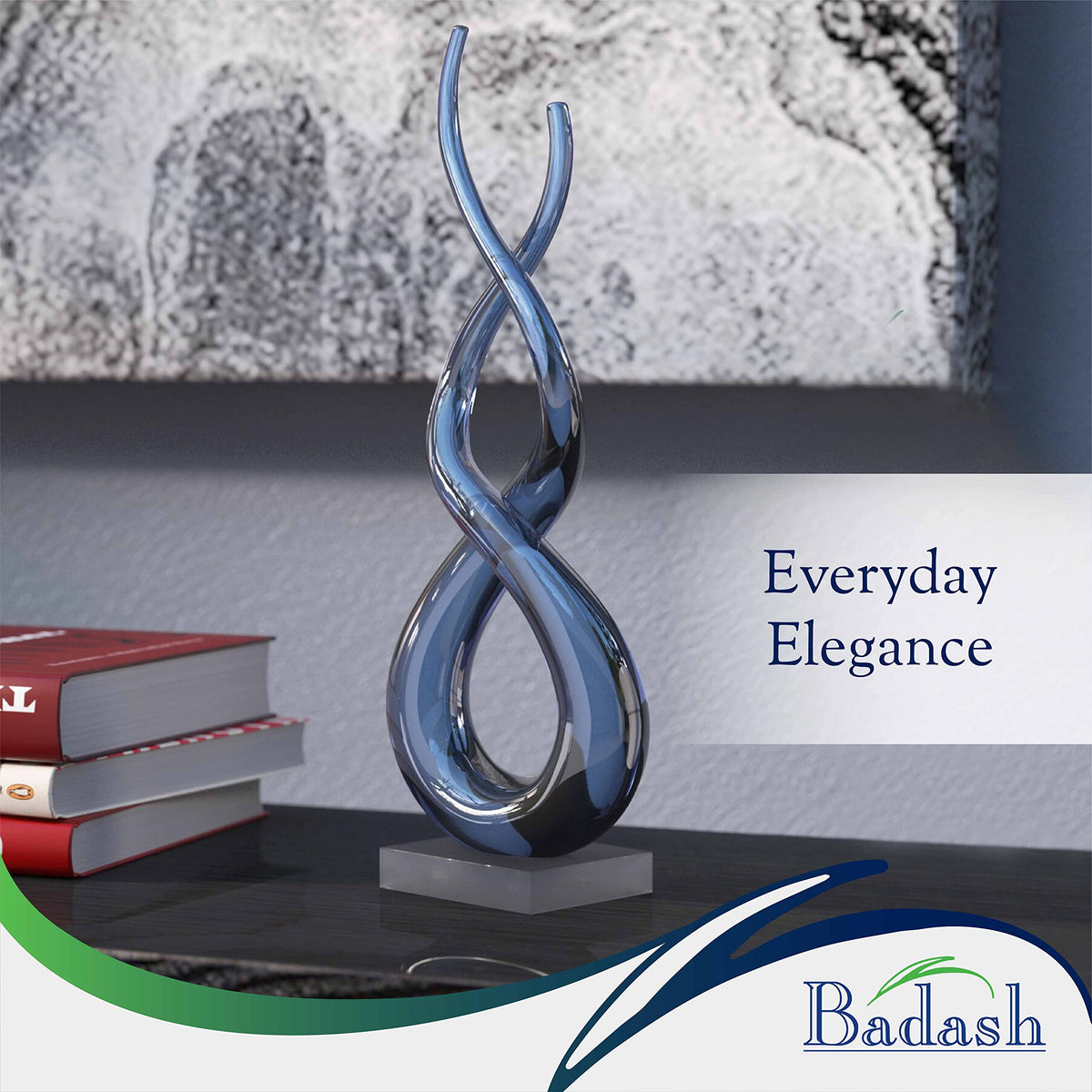 Badash Touch of the Blues Murano-Style Art Glass Sculpture, 14 Inch