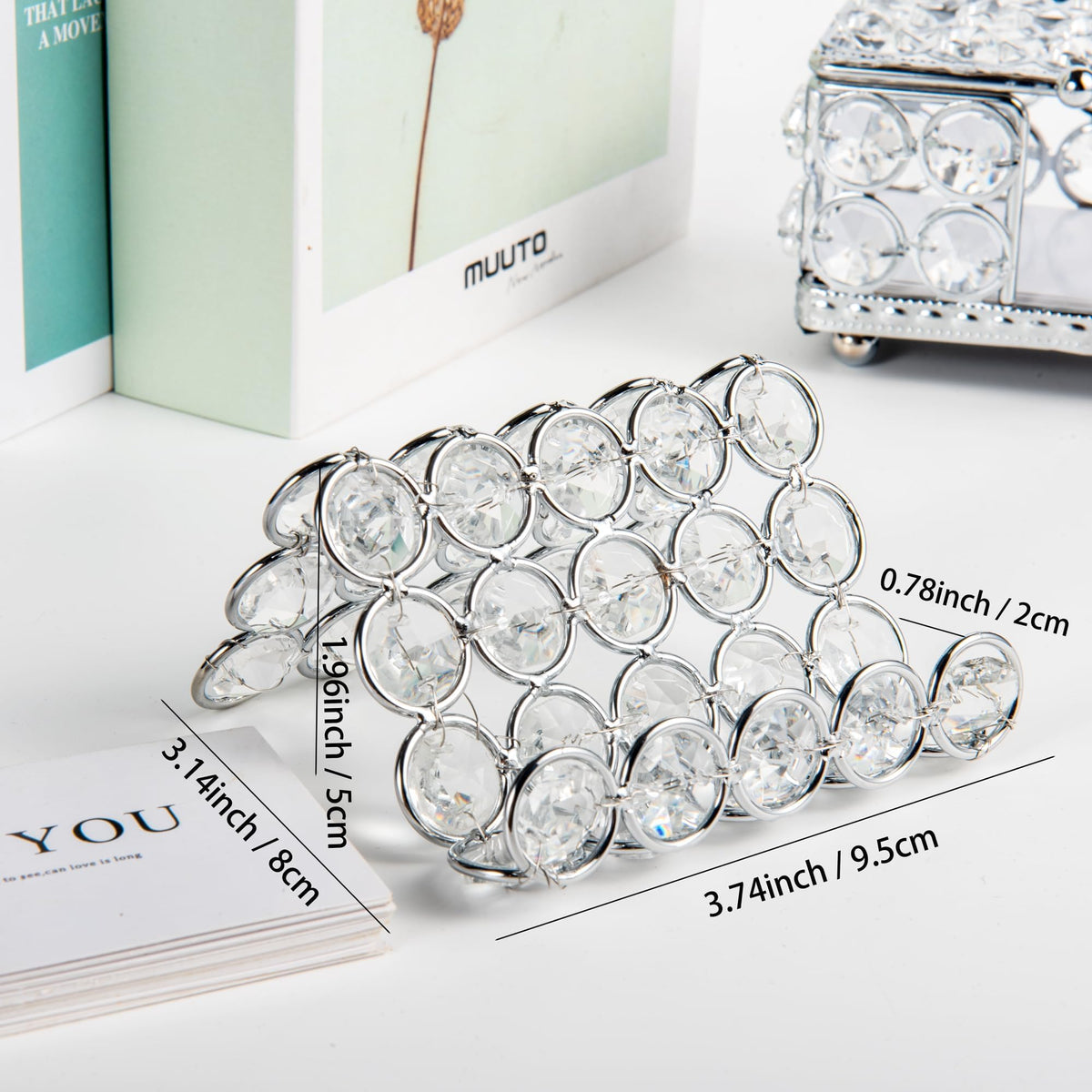 Feyarl Crystal Business Card Holder Stand Office Business Name Cards Display Sparkly Desktop Gift Card Photo Organizer Storage for Office Meeting Desk Front