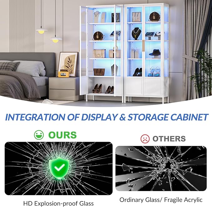 5-Tier Glass Display Cabinet