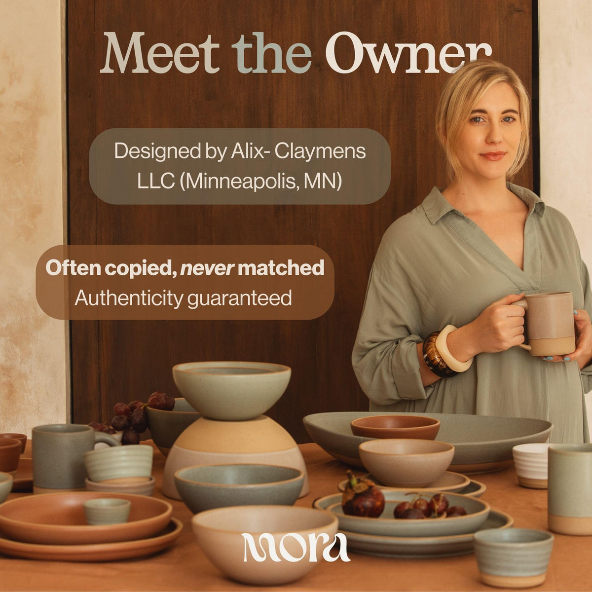 MORA Mega and Giant Serving Dishes Set of 2, 16 inch and 14 inch Ceramic Pottery Oval Platters - Microwave, Oven and Dishwasher Safe - Peppercorn & Terracotta