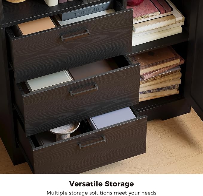 IRONCK Bookshelf, 70.9 Inch Tall Bookcase, 3-Tier Bookshelves