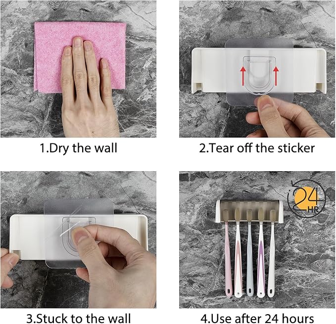 5 Slots Wall Mount Toothbrush Holder