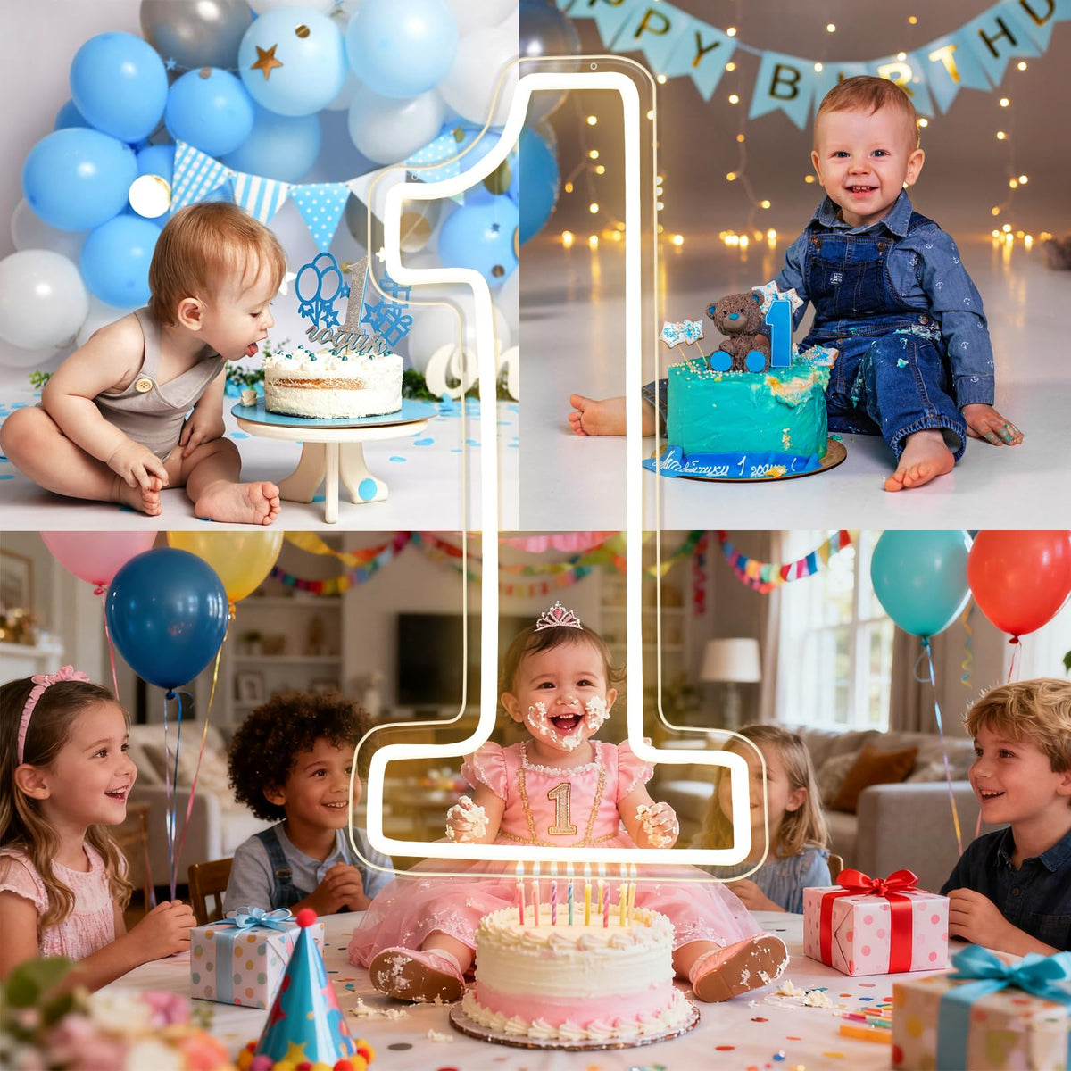 RUMONZS LED Acrylic Light up Number, Decorative Transparent Light up Letters USB Powered Big Number Sign Light for Birthday, Night Light, Party, Anniversary, Christmas, Home Decor, Wedding 12'' (number1)